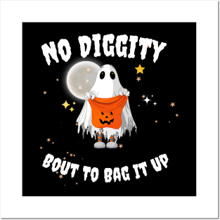 No Diggity Bout To Bag It Up Cute Ghost Halloween Kids Candy Posters and Art